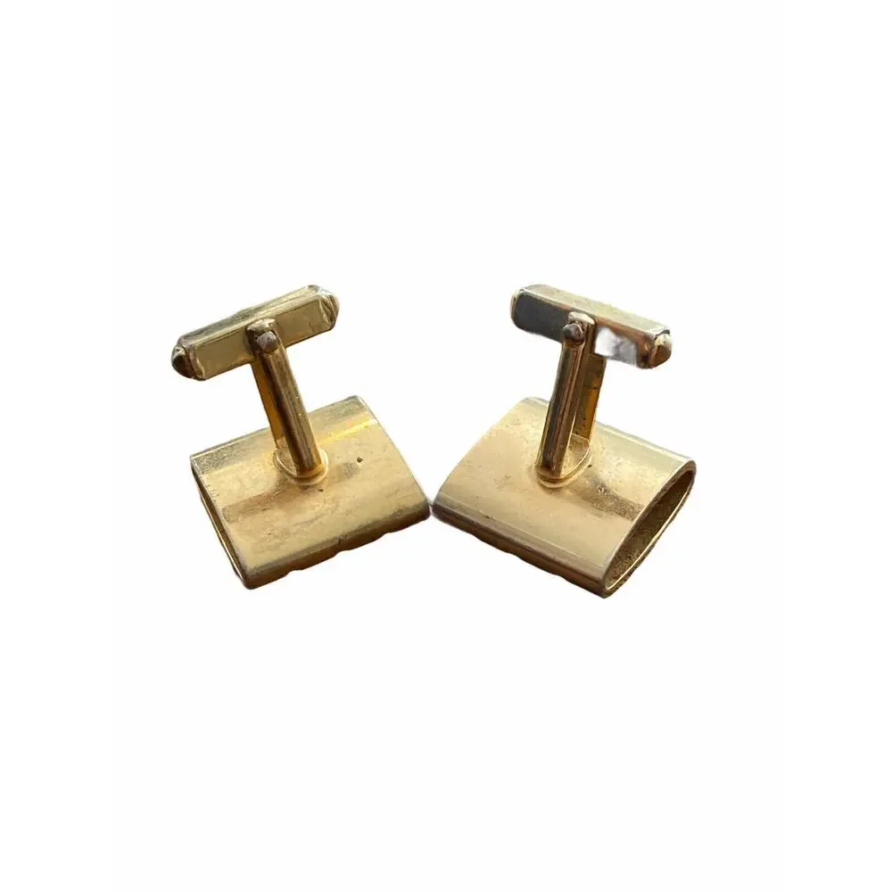 Vintage Goldtone Cufflinks Men's Jewelry Rectangular Lever Back